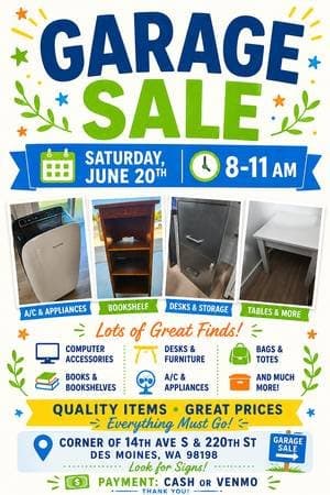 GARAGE SALE – Saturday, June 20 | 8:00 AM–11:00 AM