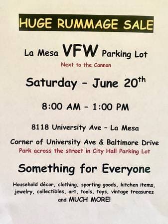 Huge La Mesa VFW Rummage Sale
