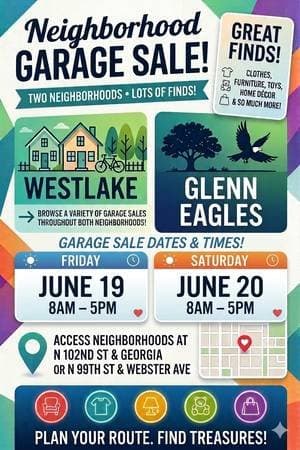 Glenn Eagles and Westlake- TWO Neighborhood-wide Garage Sales!