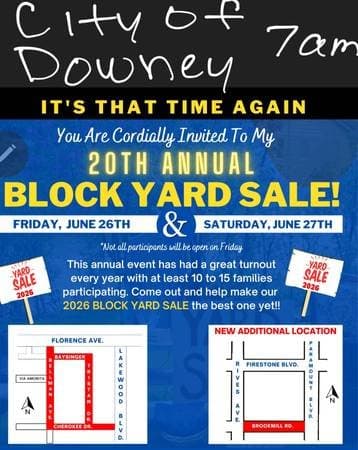 BLOCK YARD SALE CITY OF DOWNEY