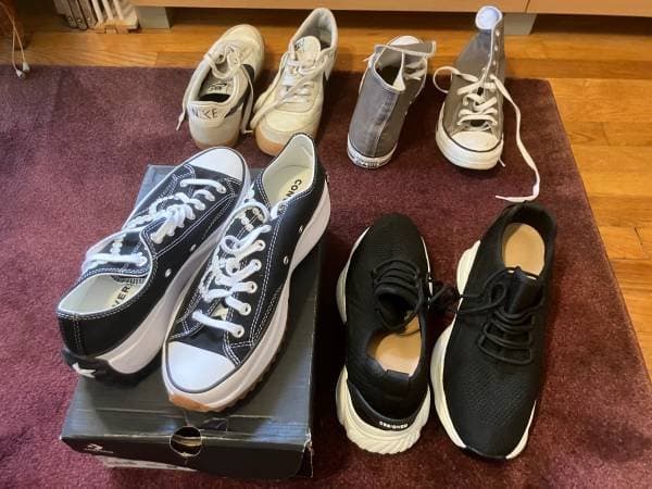 downsizing for a move: 2 brand new sneakers and 2 barely worn 1 price