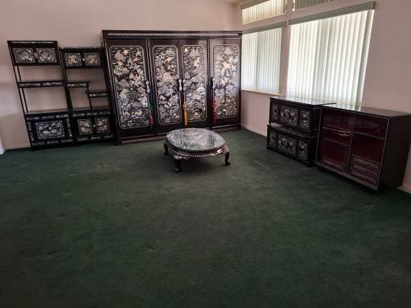 MOVING SALE Elegant Black Lacquer Furniture Set of seven $1500