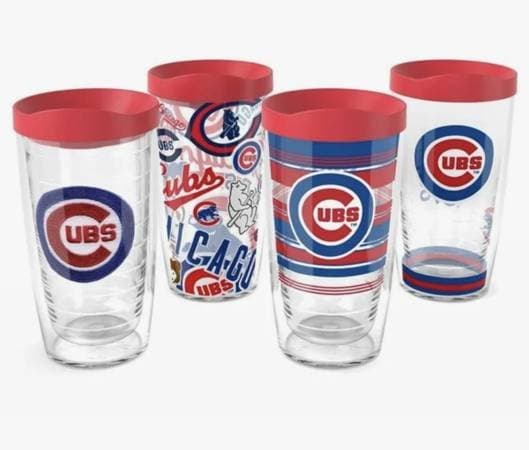 Chicago Cubs Tervis Tumbler Set 4 Pack 16oz Insulated Cups Lids 40$