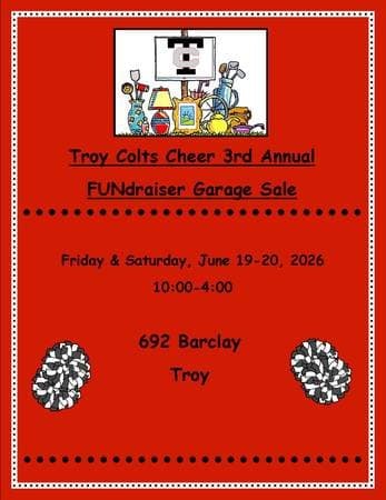 Troy Colts Cheer Garage Sale FUNdraiser
