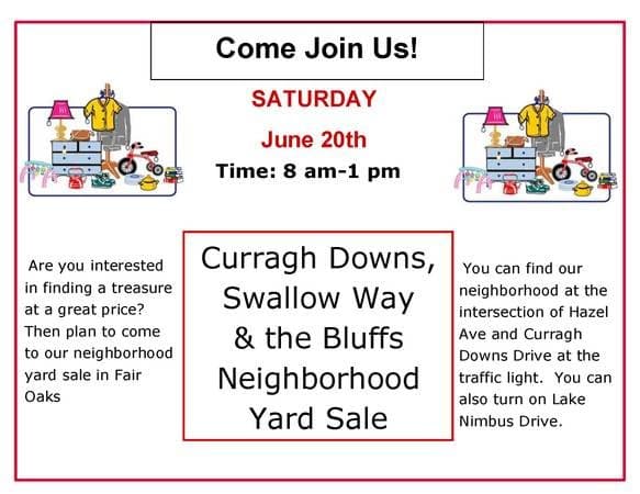 Curragh Downs Neighborhood Yard Sale Saturday June 20 8AM-1PM