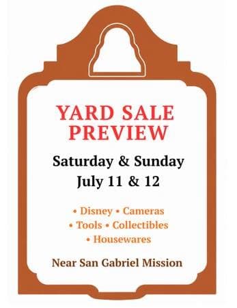 July 11-12 Yard Sale Preview – Disney Collectibles, Vintage Cameras,
