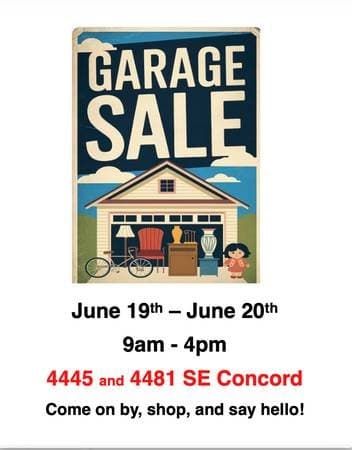 Garage Sale 6/19-6/20 9am-4pm