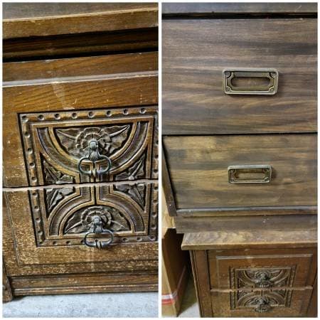 HUGE antique etched mirror desk dresser vanity chandelier