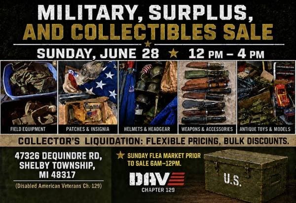Military, Surplus, and Collectibles Sale