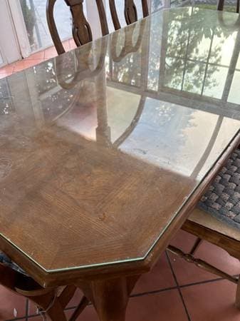 Hardwood dining table set with 6 chairs