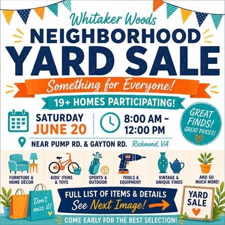 Whitaker Woods Multi-home Community Yard Sale