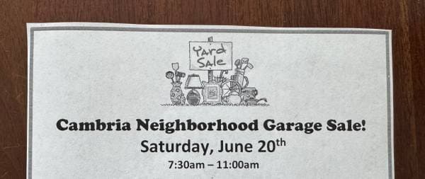 Cambria Neighborhood Garage Sale