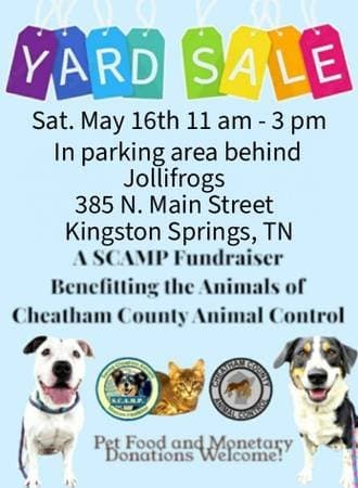 Yard Sale to benefit SCAMP - Saving Cheatham Animals Mission Pawsible