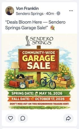 Sendero Springs Community Garage Sale today 5/16