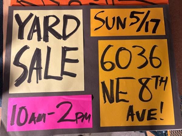 Sunday 5/17 10am-2pm - Big Yard Sale - Woodlawn (NE 8th, N of NE Ainsworth)