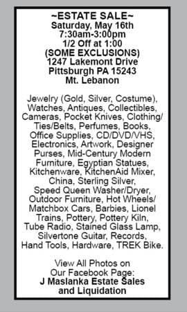 Estate Sale Saturday May 16th 7:30-3:00