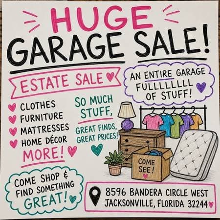 Huge garage sale this weekend !!