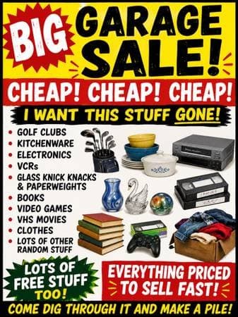 BIG GARAGE SALE - CHEAP CHEAP CHEAP