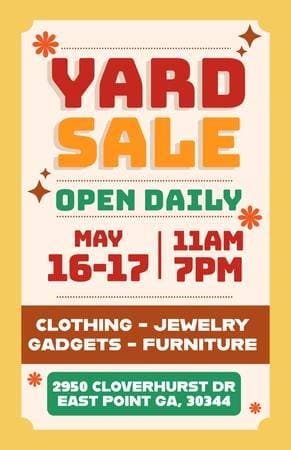 YARD SALE • 5/16 - 5/17 • EAST POINT GA
