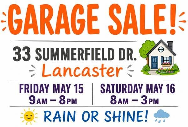 - 33 Summerfield Dr - GARAGE SALE -