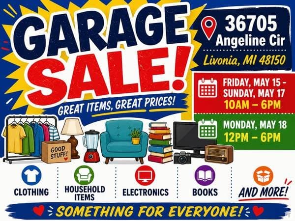 Livona Garage Sale 5/15-5/18