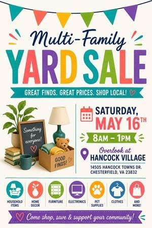 Multi-Family yard sale Overlook at Hancock Village Neighborhood